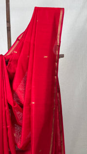Red Maheshwari Saree - SRRMS697