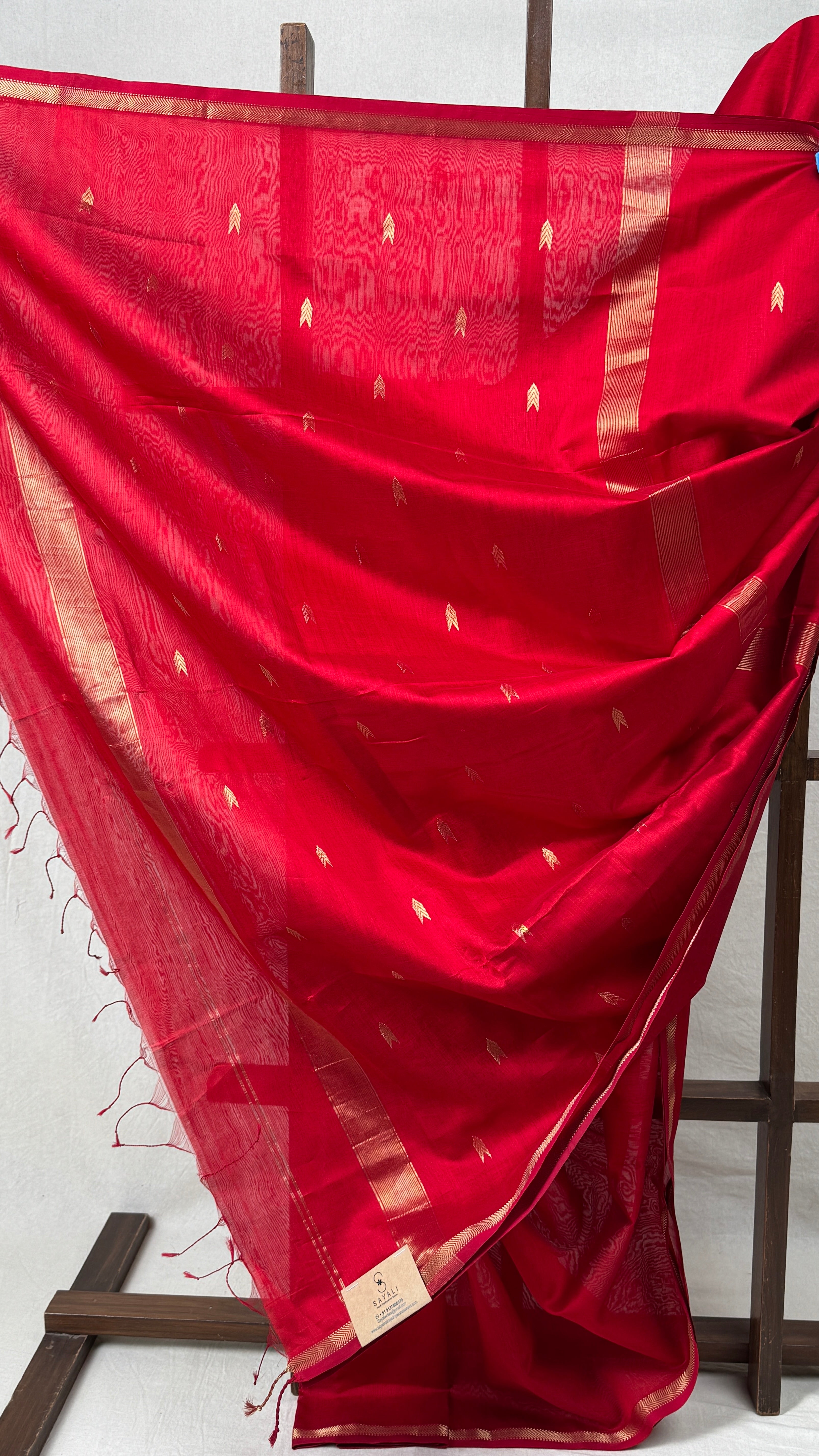 Red Maheshwari Saree - SRRMS697