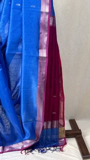 Blue Maheshwari Saree - SRBMS708