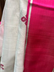 White Chanderi Silk Saree-SRWCSS75