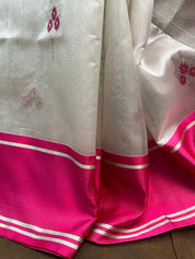 White Chanderi Silk Saree-SRWCSS75