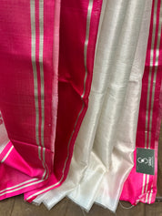 White Chanderi Silk Saree-SRWCSS75