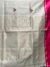 White Chanderi Silk Saree-SRWCSS75