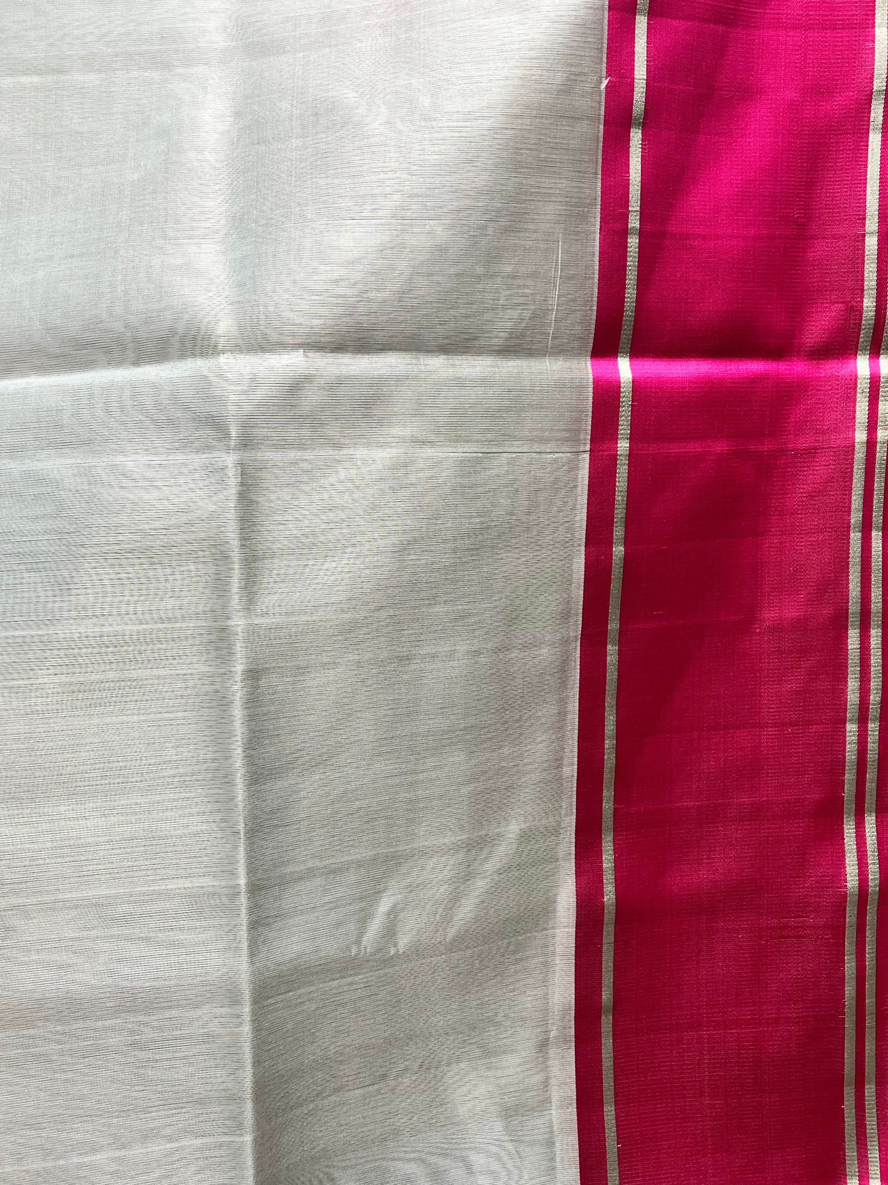 White Chanderi Silk Saree-SRWCSS75