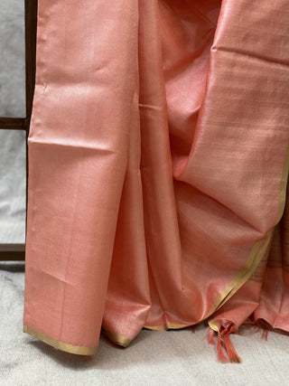 Peach Tussar Silk Saree - SRPTSS634