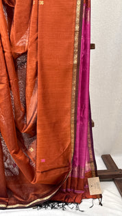 Brown Maheshwari Saree - SRBMS725