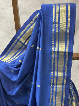Blue Cotton Paithani Saree-SRBCPS198