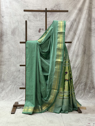 Light Green Cotton Paithani Saree-SRLGCPS199