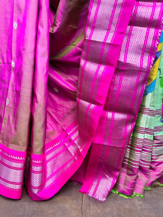 Onion Pink Silk Paithani Saree-SROPSPS96