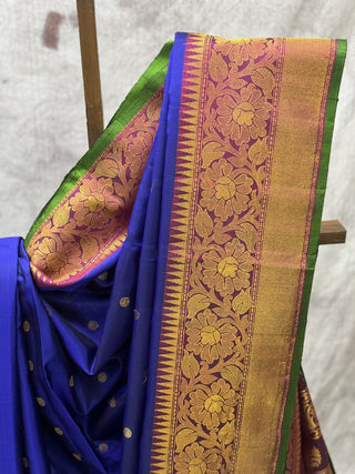 Blue Gadwal Silk Saree - SRBGSS145