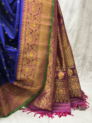 Blue Gadwal Silk Saree - SRBGSS145