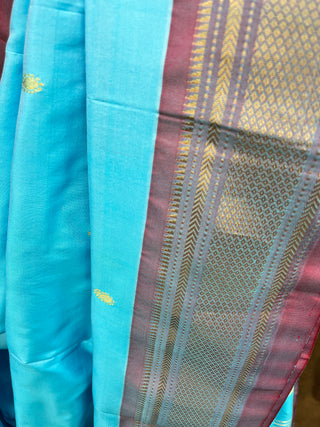 Sky Blue Silk Paithani Saree-SRSSBSPS100(RD25)