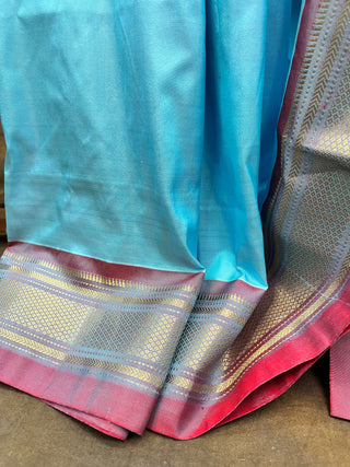 Sky Blue Silk Paithani Saree-SRSSBSPS100