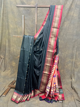 Black Silk Paithani Saree-SRBSPS101