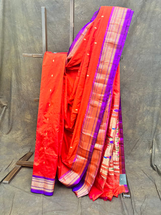 Red Silk Paithani Saree-SRRSPS107