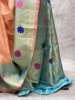 Peach Gadwal Silk Saree - SRPGSS138