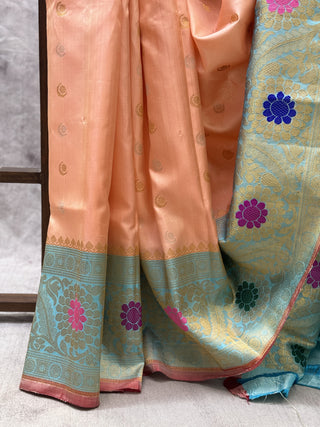 Peach Gadwal Silk Saree - SRPGSS138