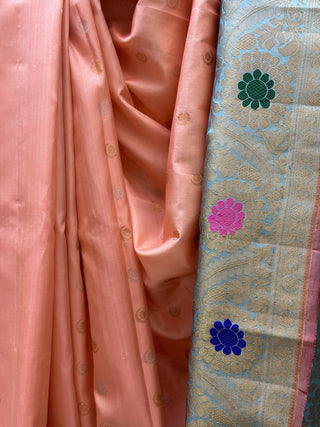 Peach Gadwal Silk Saree - SRPGSS138