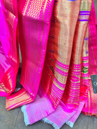 Pink Silk Paithani Saree-SRPSPS106