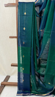 Two Tone Green Maheshwari Saree - SRTTGMS720