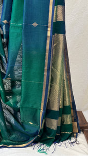 Two Tone Green Maheshwari Saree - SRTTGMS720