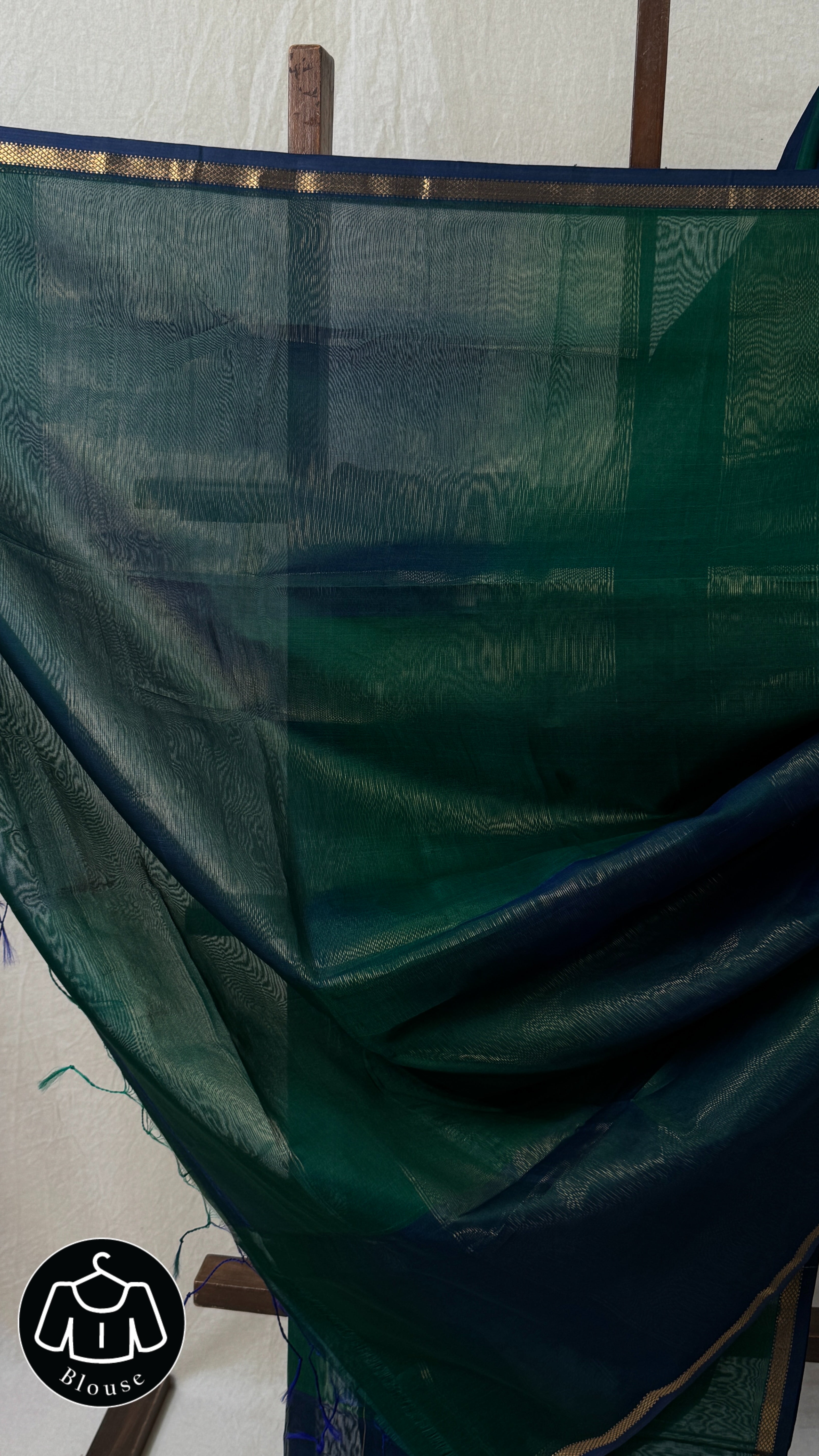 Two Tone Green Maheshwari Saree - SRTTGMS720