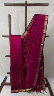 Dark Pink Maheshwari Saree - SRDPMS731
