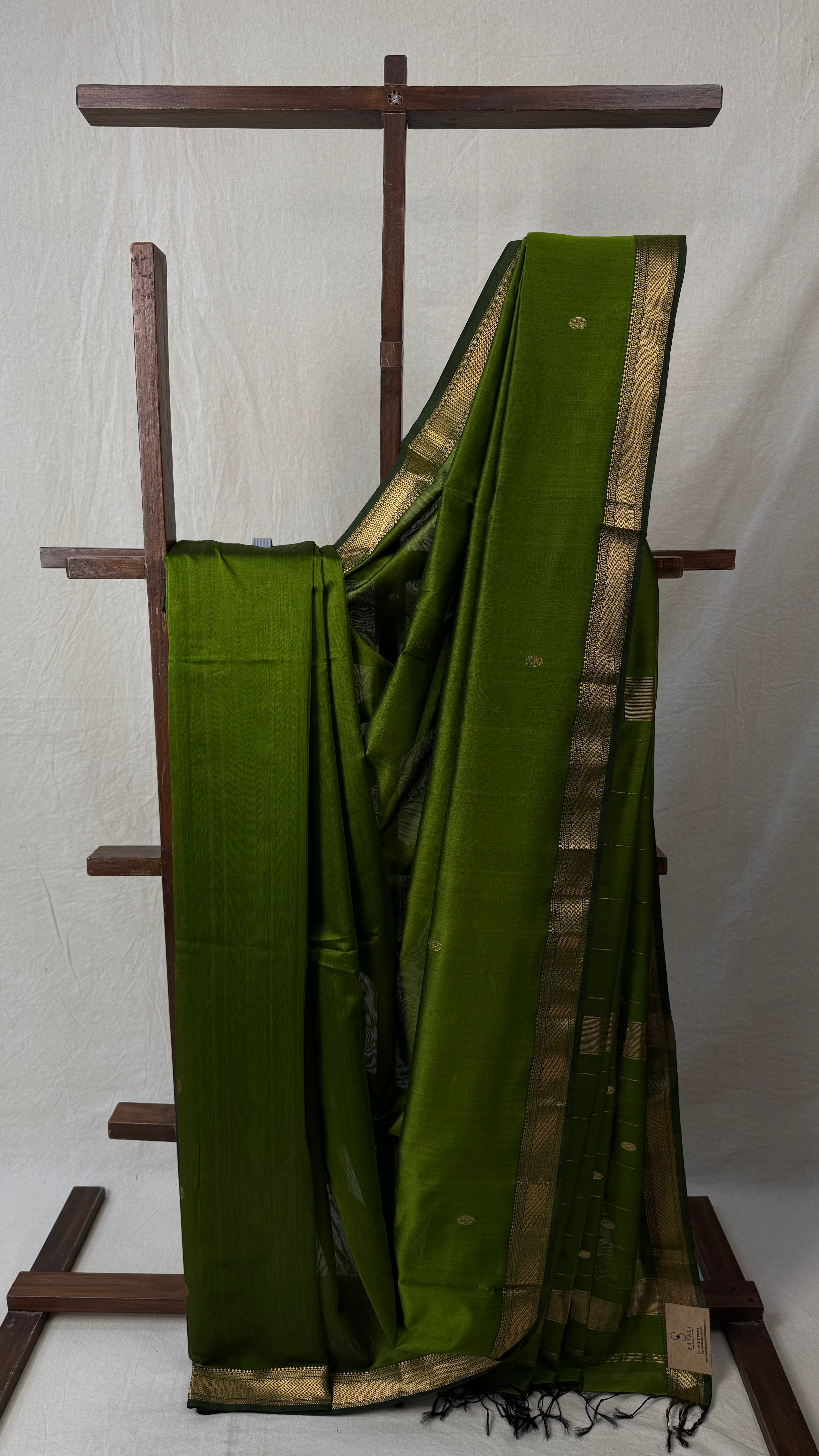 Mehendi Green Maheshwari Saree - SRMGMS754