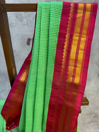 Green Cotton Gadwal Saree - SRGCGS66 (Without Blouse Piece)