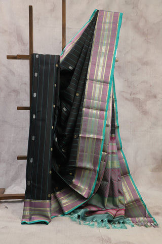Black Kanjeevaram Silk Sraee-SRBKSS90
