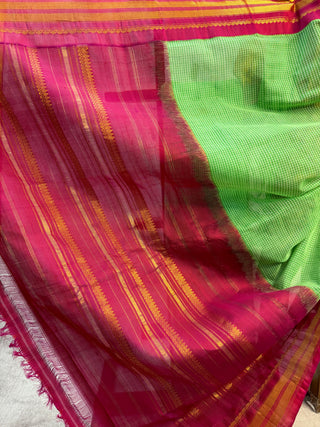 Green Cotton Gadwal Saree - SRGCGS66 (Without Blouse Piece)