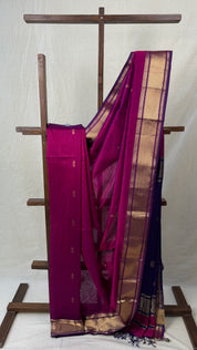 Dark Pink Maheshwari Saree - SRDPMS766