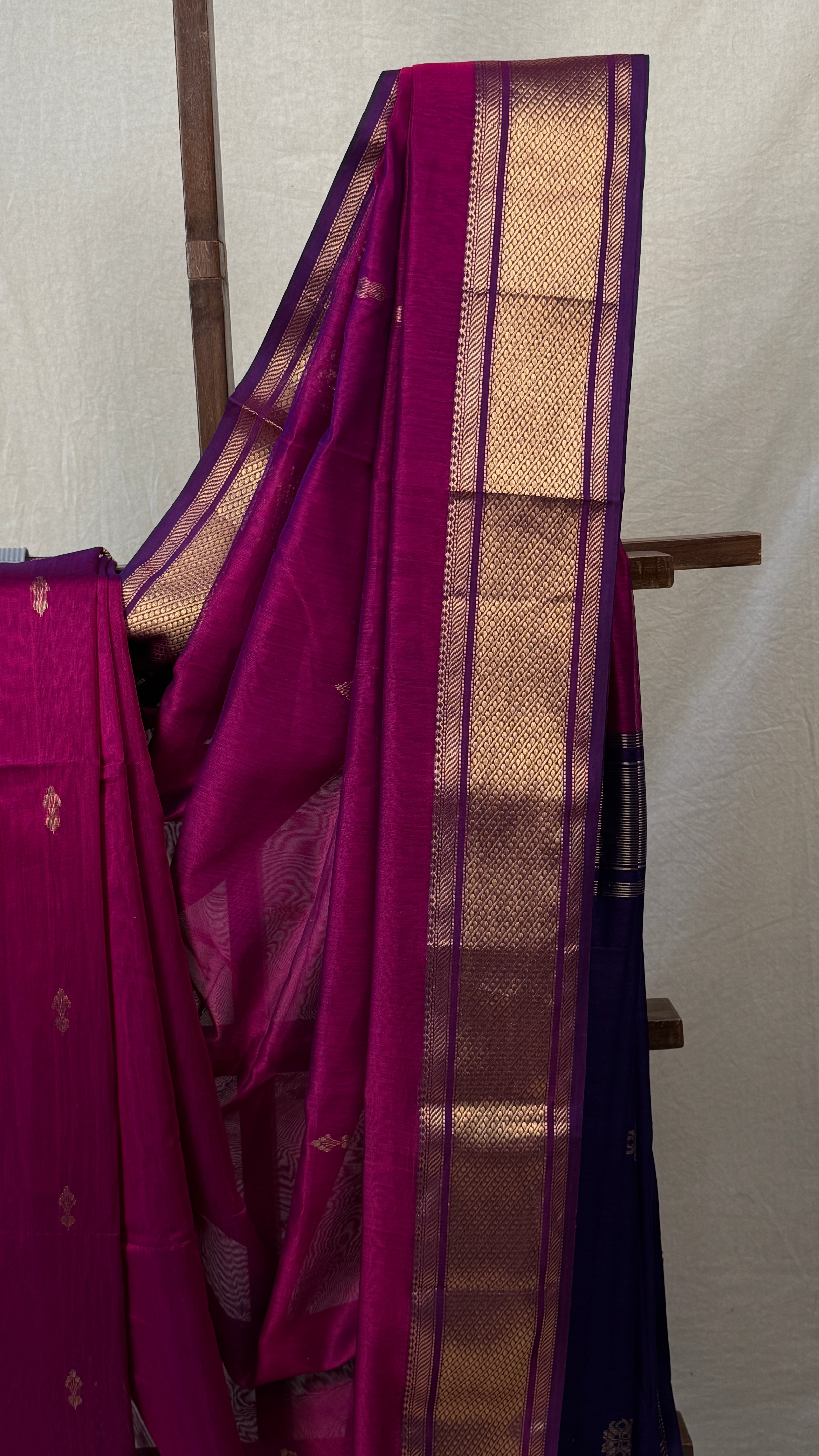 Dark Pink Maheshwari Saree - SRDPMS766