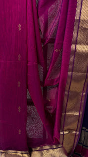 Dark Pink Maheshwari Saree - SRDPMS766