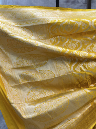 Yellow Banarasi Silk Saree-SRYBSS193