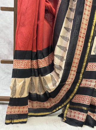 Maroon HBP Cotton Silk Chanderi Saree-SRMCSCS498