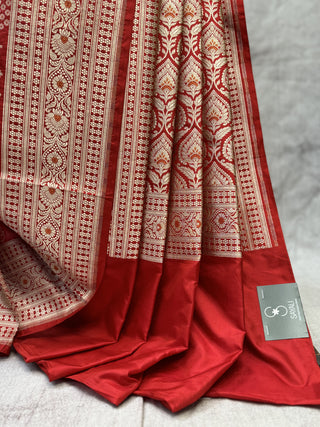 Red Banarasi Silk Saree-SRRBSS197