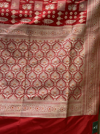 Red Banarasi Silk Saree-SRRBSS197