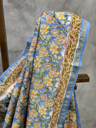 Blue HBP Cotton Silk Chanderi Saree-SRBCSCS468