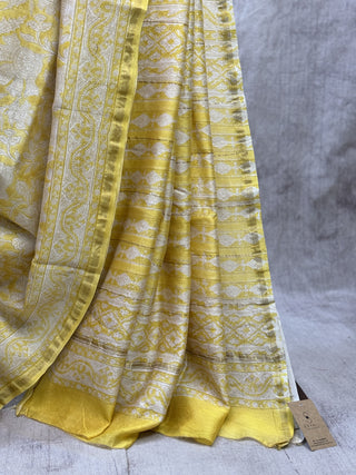 Lemon Yellow HBP Cotton Silk Chanderi Saree-SRLYCSCS510