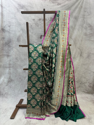 Green Banarasi Silk Saree-SRGBSS187