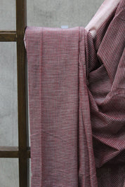 Dusty Pink Small Checks Cotton Patteda Anchu Saree-SRDPCPAS153