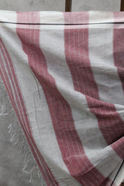 Dusty Pink Small Checks Cotton Patteda Anchu Saree-SRDPCPAS153