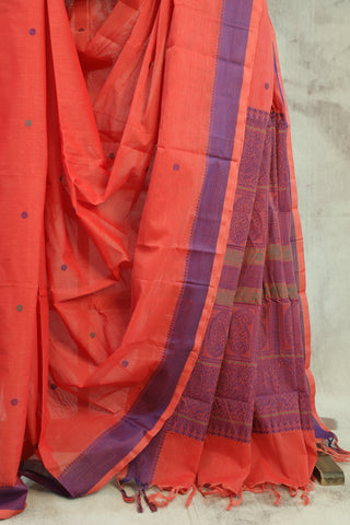 Peach Kanchi Cotton Saree-SRPKCS117