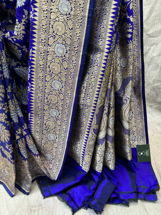 Blue Banarasi Silk Saree-SRBBSS188