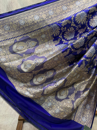 Blue Banarasi Silk Saree-SRBBSS188