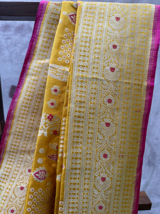Yellow Banarasi Silk Saree-SRYBSS191