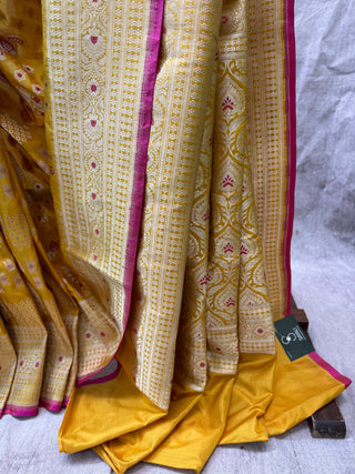 Yellow Banarasi Silk Saree-SRYBSS191