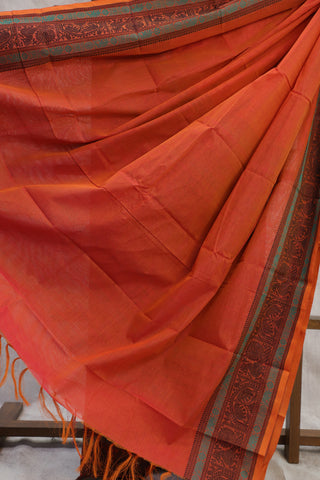 Orange Kanchi Cotton Saree-SROKCS123