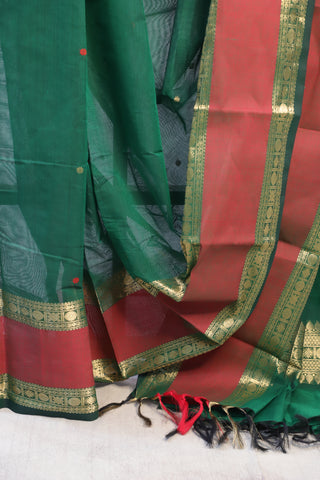 Green Kanchi Cotton Saree - SRGKCS88 (RD10)